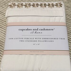 cupcakes & cashmere Cream Pillowcases with Floral Embroidery